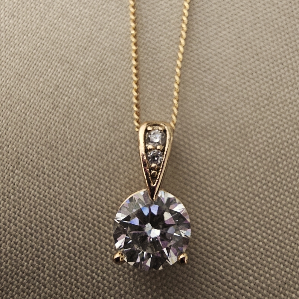 Rose Gold Necklace With Round Cubic Zorconia